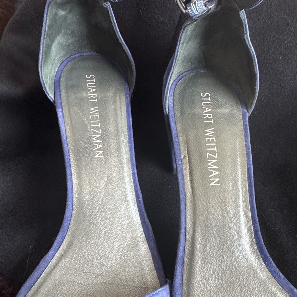 Stuart Weitzman Blue Suede Women's Ankle Strap Heels -Size 9.5 - Picture 2 of 9